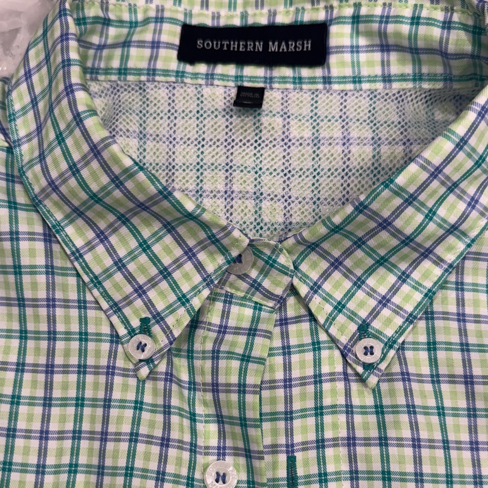 Southern Marsh Blue and Green Checkered Men's Shirt